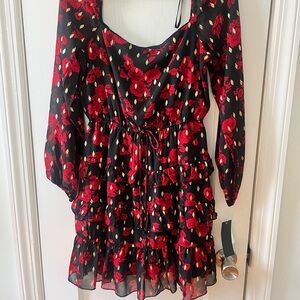 Red black and gold dress